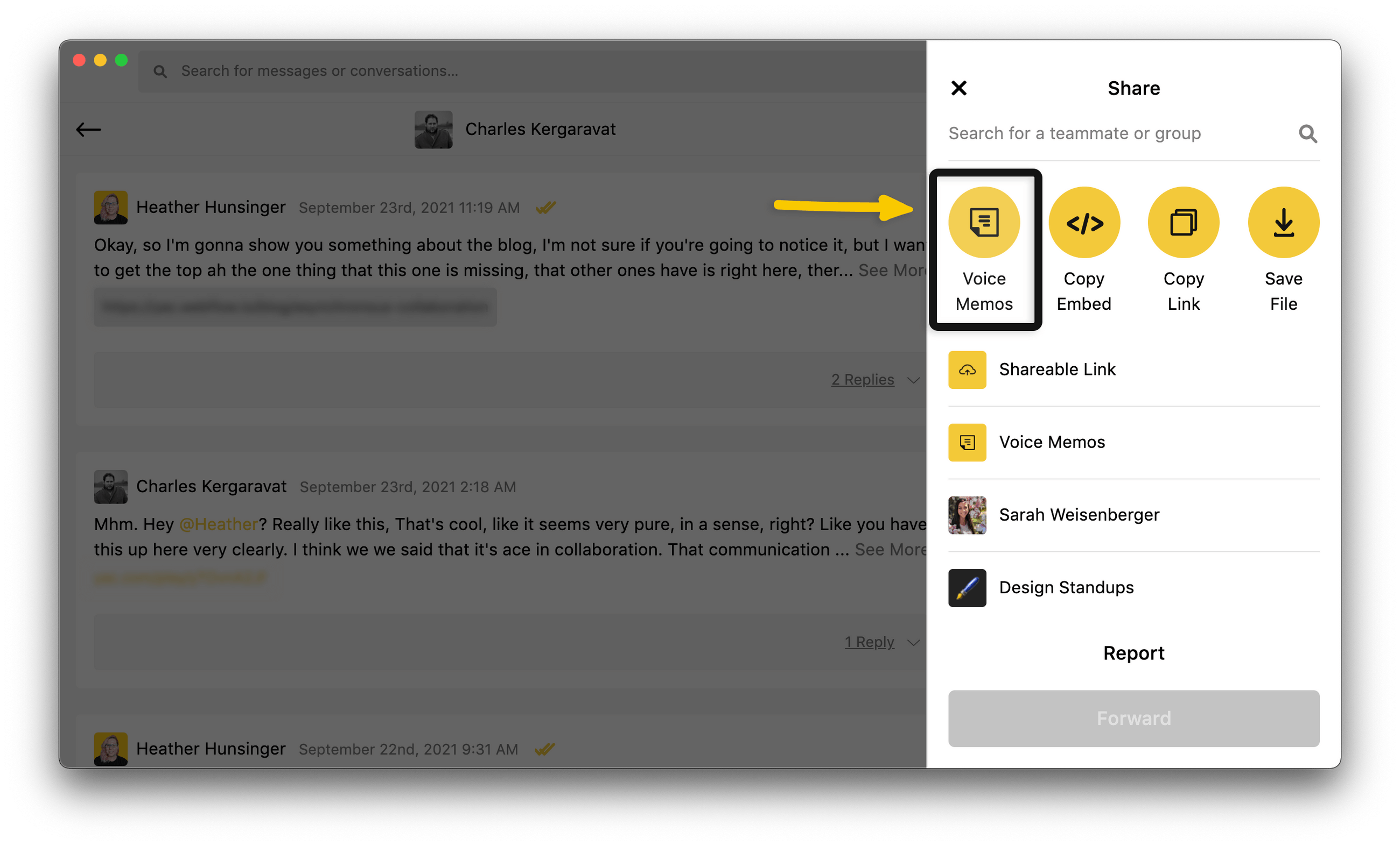 Yac Features Voice Memos